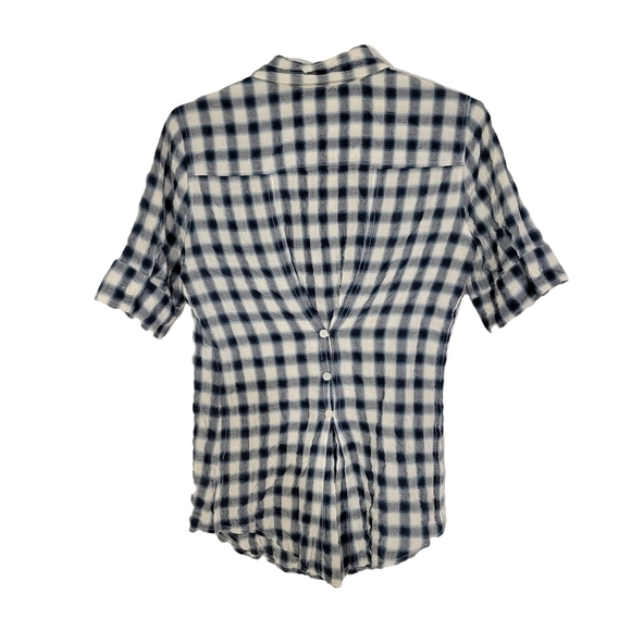 Elizabeth and James Navy Blue Plaid Button Down Shirt - Picture 2 of 5